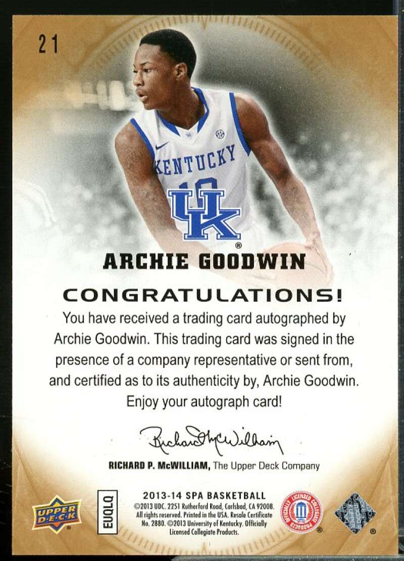 Archie Goodwin C Rookie Card 2013-14 SP Authentic Autographs #21  Image 2