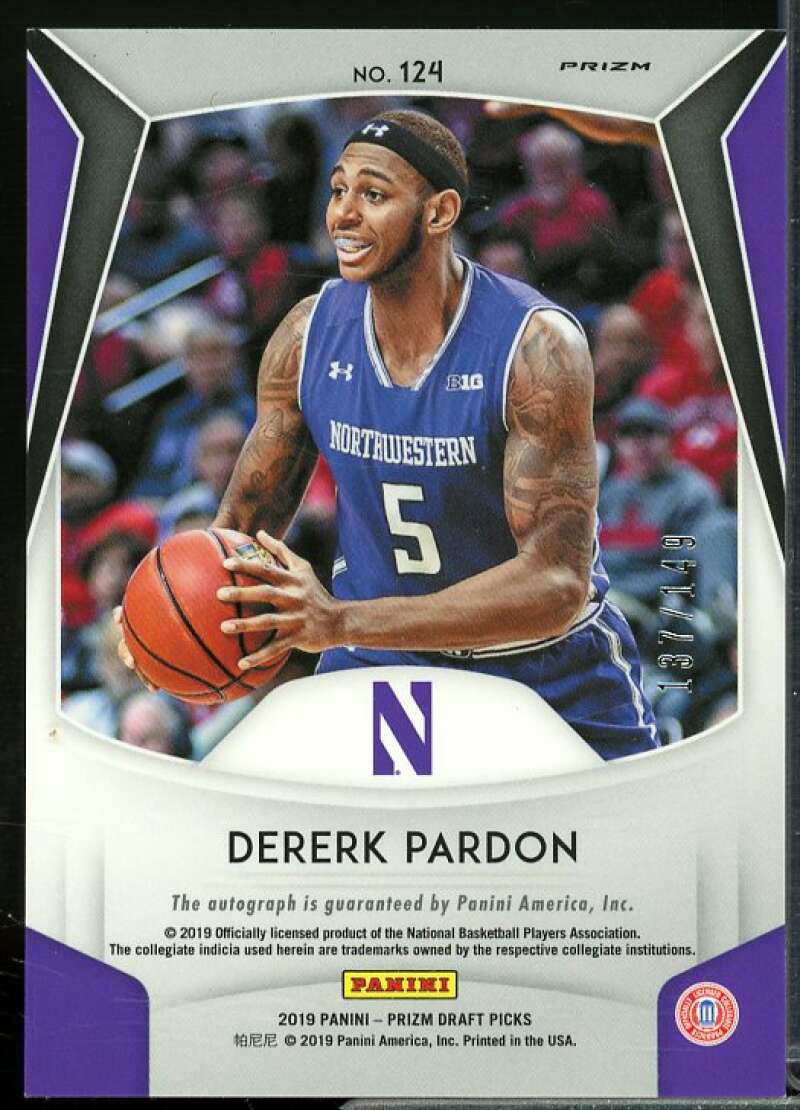 Dererk Pardon/149 2019-20 Panini Prizm Draft Picks Auto Prizms Neon Orange #124  Image 2