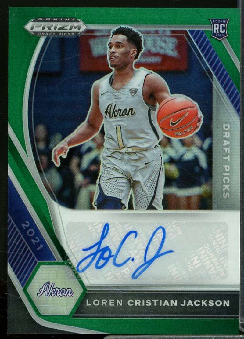 Loren Cristian Jackson 2021-22 Panini Prizm Draft Picks Auto Prizms Green #19  Image 1