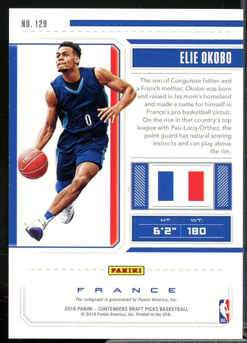 Elie Okobo AU Rookie Card 2018-19 Panini Contenders Draft Picks #129  Image 2