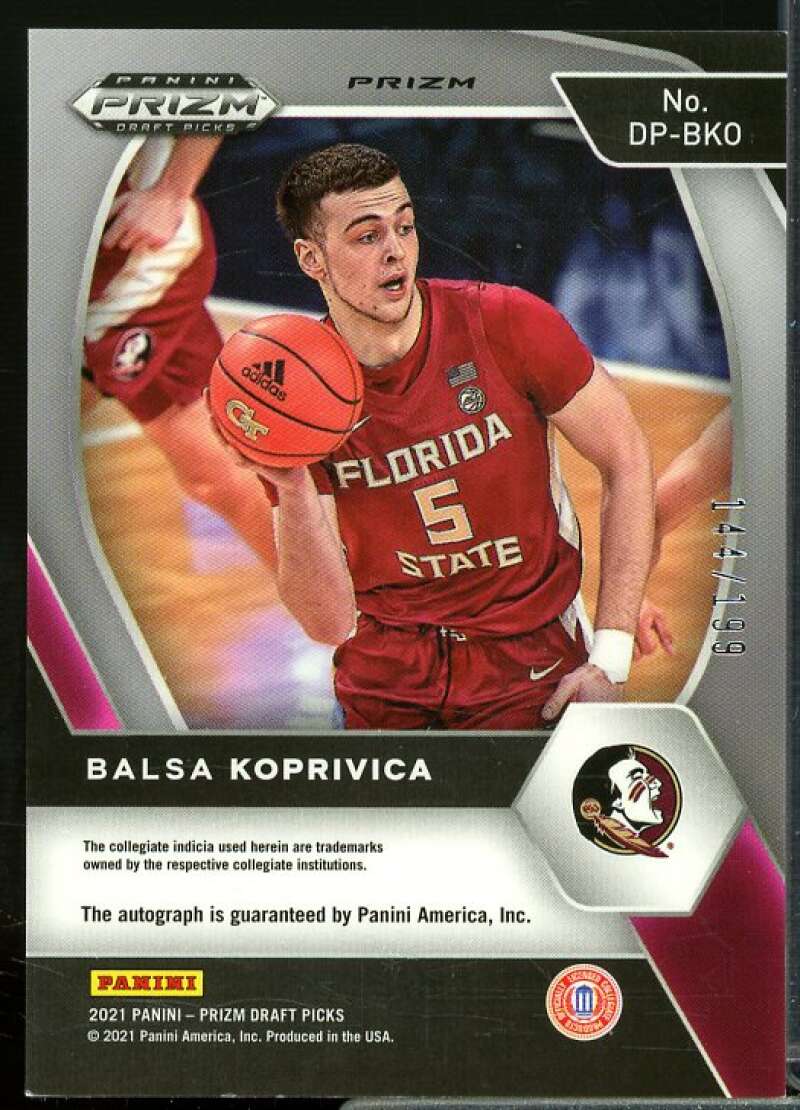 Balsa Koprivica Card 2021-22 Panini Prizm Draft Picks Autographs Prizms Red #48  Image 2