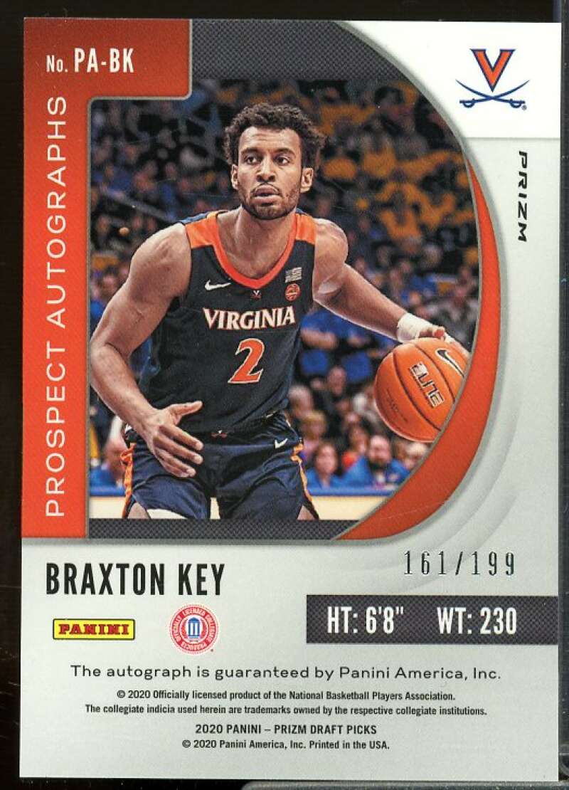 Braxton Key Rookie 2020-21 Panini Prizm Draft Picks Prospect Autographs Red #86  Image 2