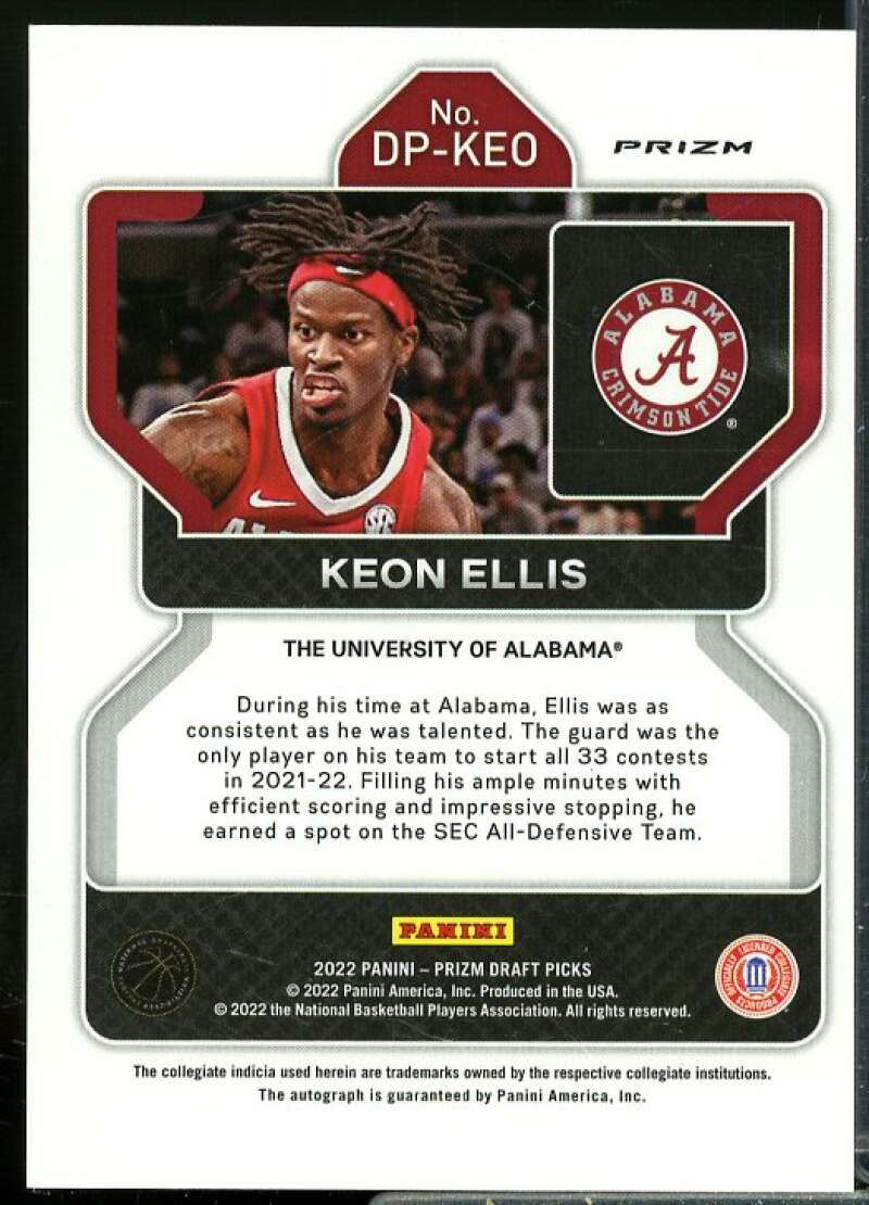 Keon Ellis Rookie 2022-23 Panini Prizm Draft Picks Autographs Prizms Silver #59  Image 2