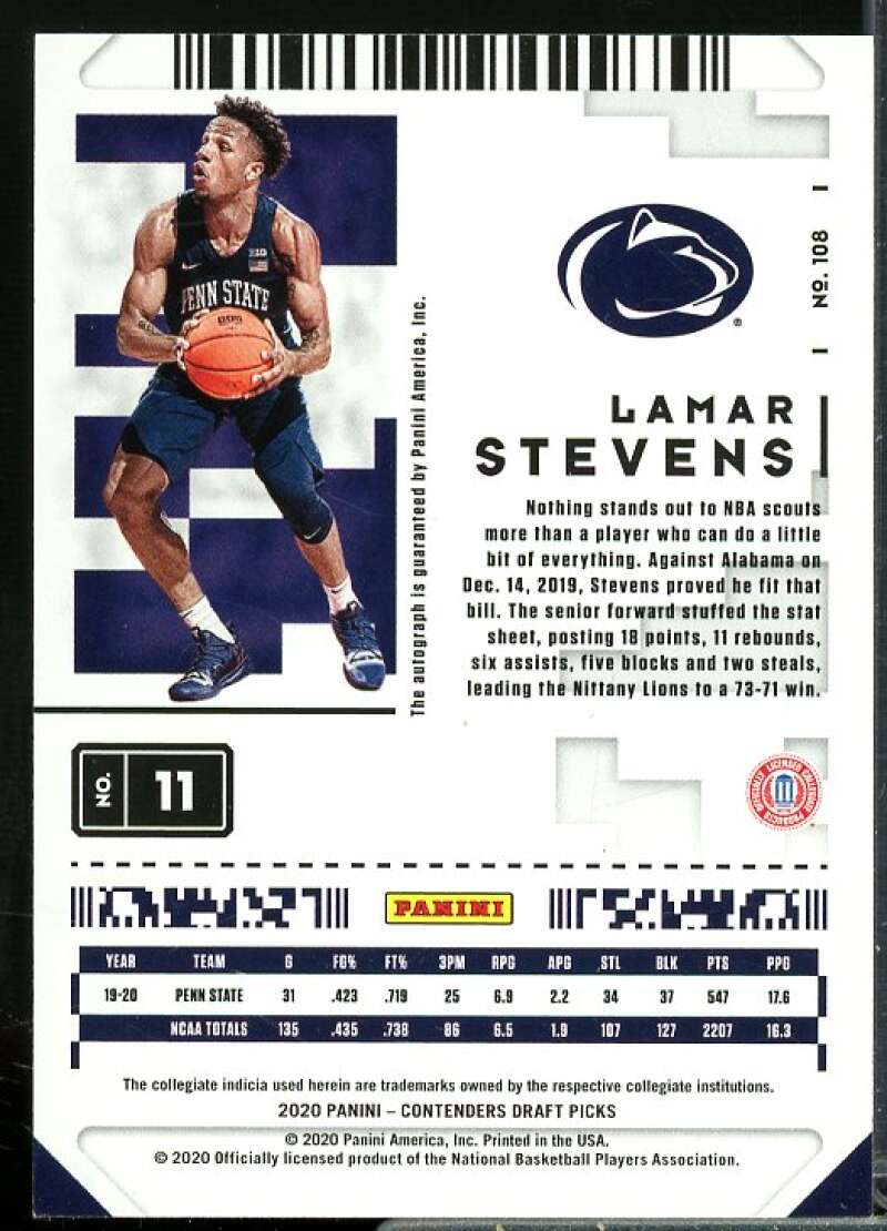 Lamar Stevens AU Rookie Card 2020-21 Panini Contenders Draft Picks #108  Image 2