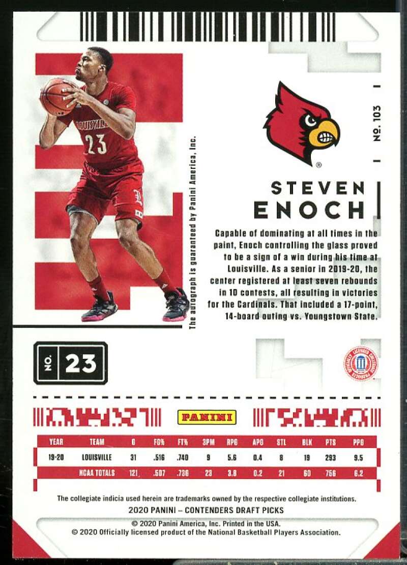 Steven Enoch AU Card 2020-21 Panini Contenders Draft Picks Game Ticket Red #103  Image 2