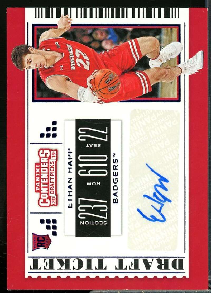 Ethan Happ AU 2019-20 Panini Contenders Draft Picks Draft Ticket Blue Foil #117  Image 1