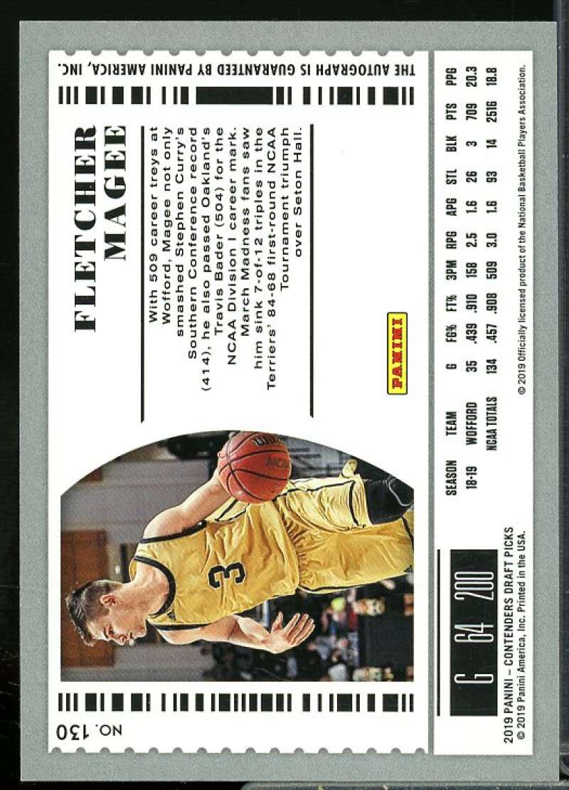 Fletcher Magee AU Rookie Card 2019-20 Panini Contenders Draft Picks #130  Image 2