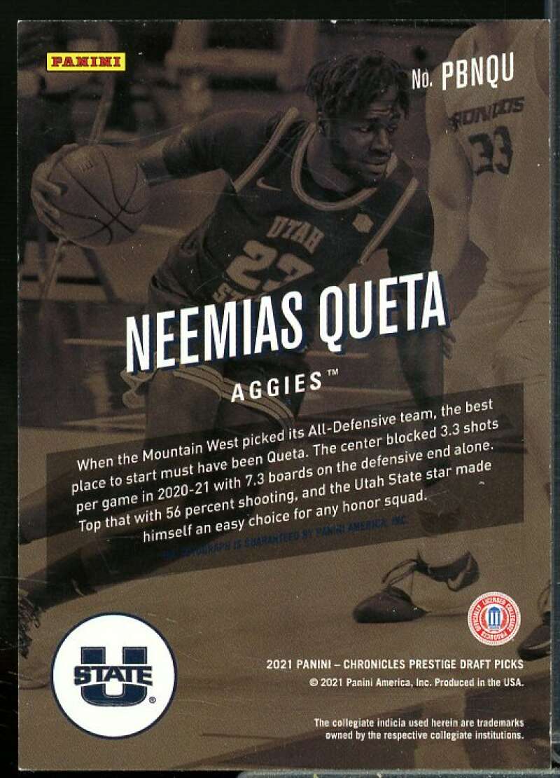 Neemias Queta 2021-22 Chronicles Draft Prestige Bonus Shot Signatures Black #37  Image 2