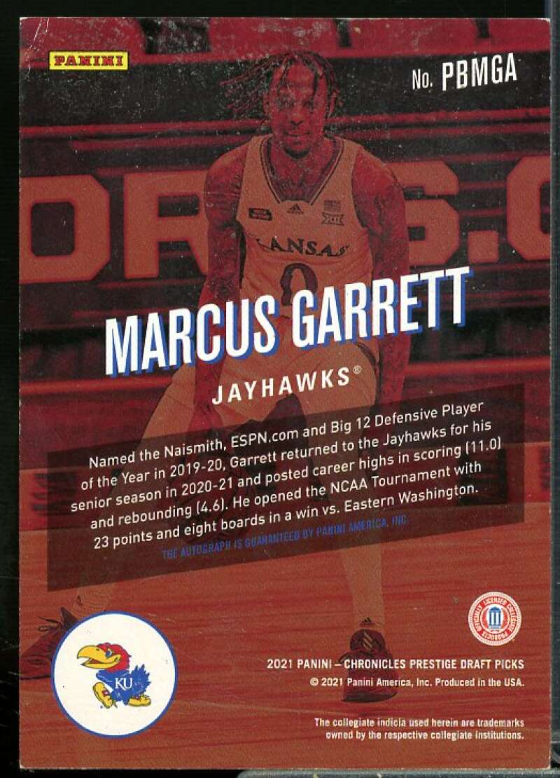 Marcus Garrett 2021-22 Chronicles Draft Prestige Bonus Shots Signatures #49  Image 2