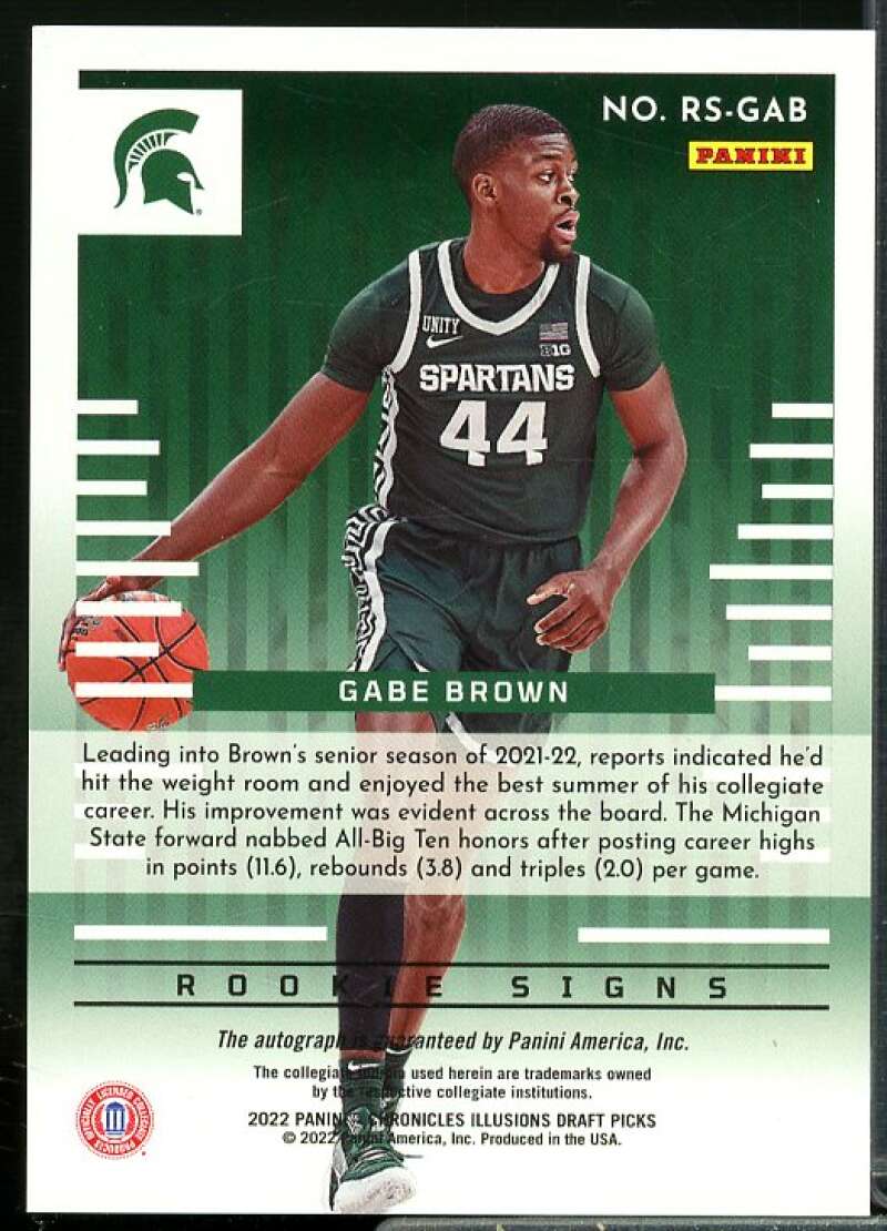 Gabe Brown 2022-23 Panini Chronicles Draft Picks Illusions Rookie Signs #26  Image 2