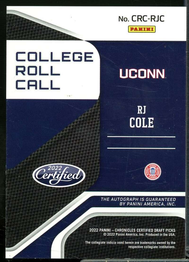 RJ Cole 2022-23 Panini Chronicles Draft Picks College Roll Call Auto Bronze #33  Image 2