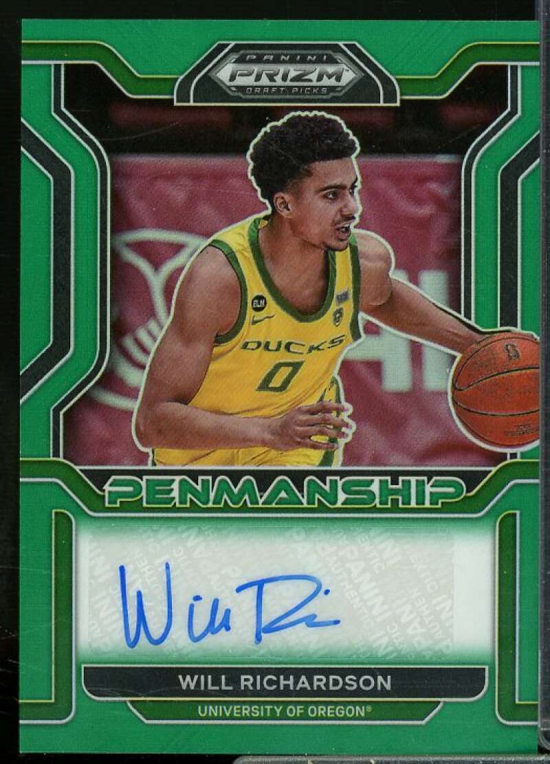 Will Richardson 2022-23 Panini Prizm Draft College Penmanship Prizms Green #55  Image 1