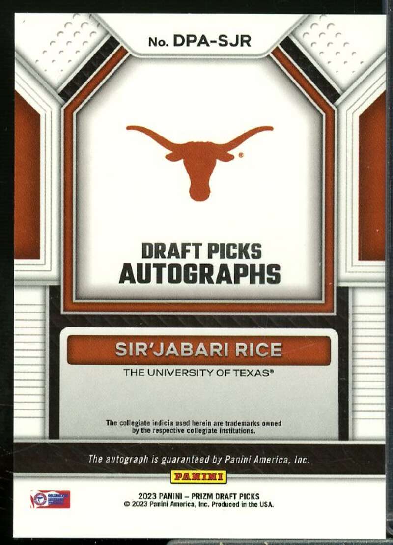 Sir'Jabari Rice Rookie Card 2023-24 Panini Prizm Draft Picks Autographs #45  Image 2