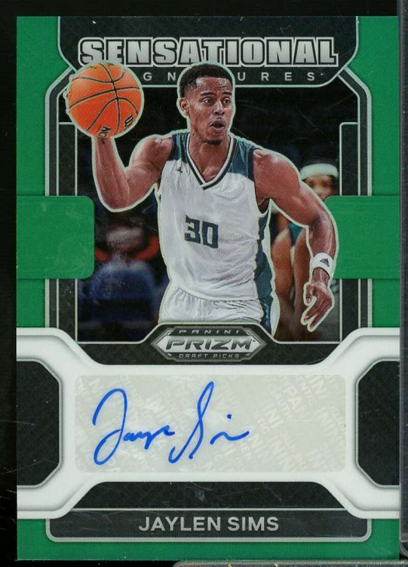 Jaylen Sims 2022-23 Panini Prizm Draft Sensational Signatures Prizms Green #34  Image 1