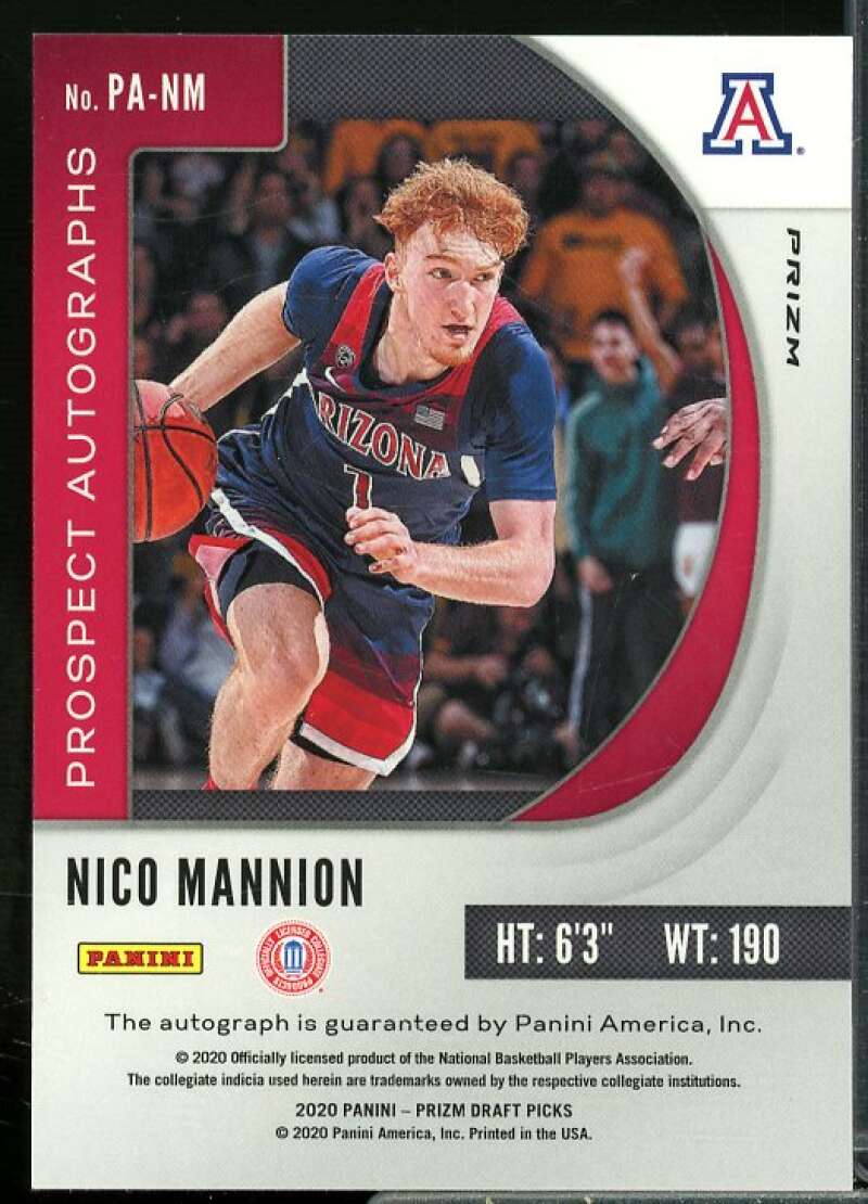 Nico Mannion 2020-21 Panini Prizm Draft Picks Prospect Autographs Hyper #18  Image 2