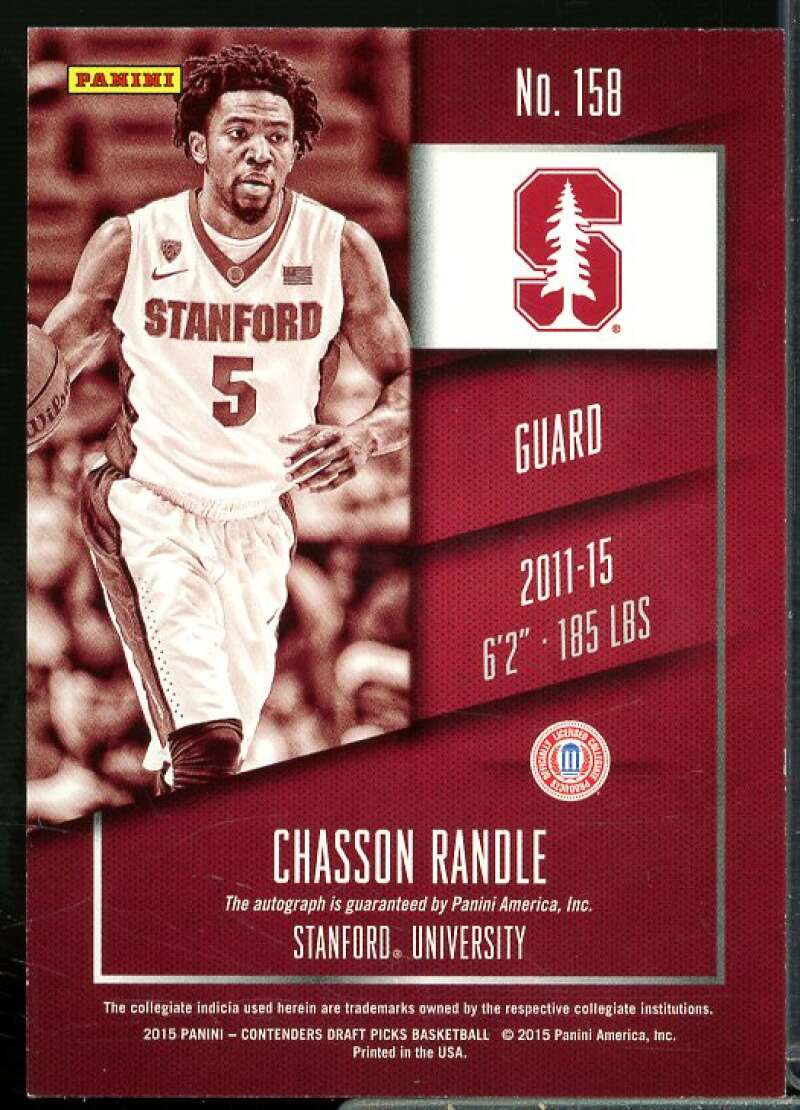 Chasson Randle AU Rookie Card 2015-16 Panini Contenders Draft Picks #158  Image 2