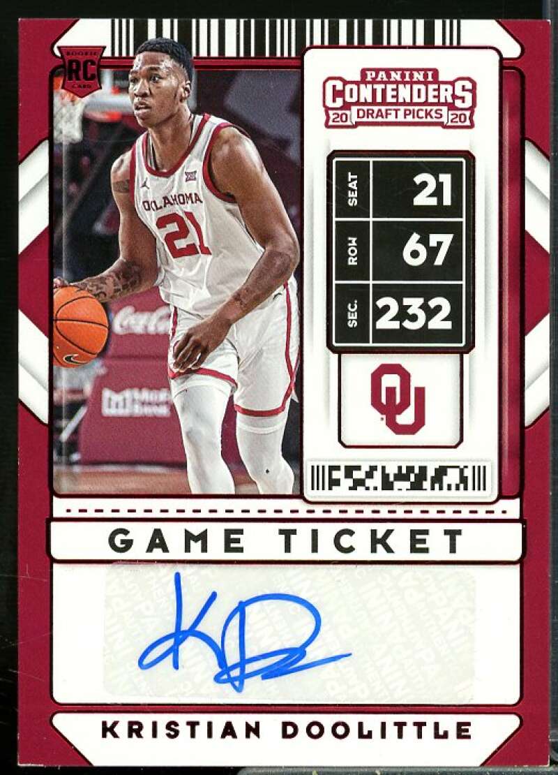 Kristian Doolittle AU 2020-21 Panini Contenders Draft Picks Game Ticket Red #117  Image 1