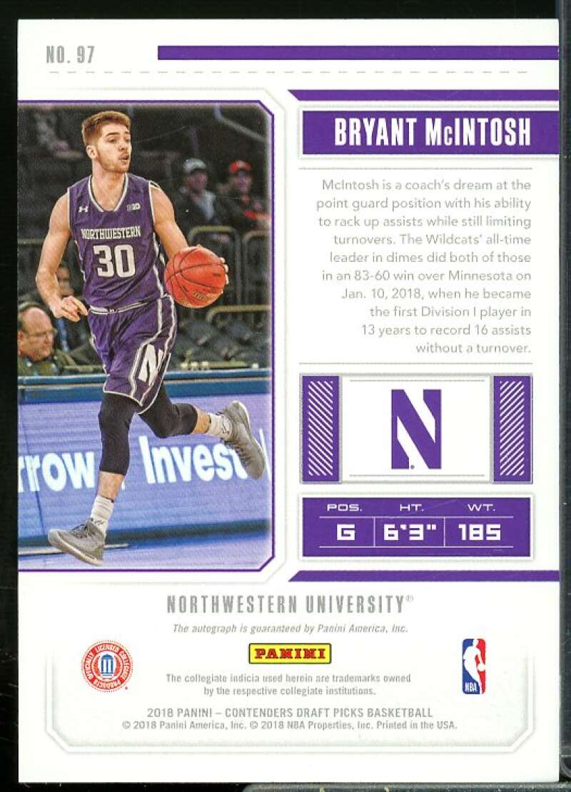 Bryant McIntosh AU Rookie Card 2018-19 Panini Contenders Draft Picks #97  Image 2