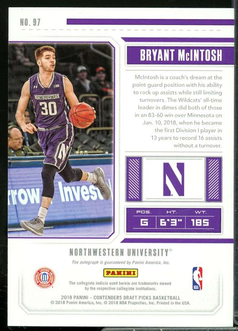 Bryant McIntosh AU Rookie Card 2018-19 Panini Contenders Draft Picks #97  Image 2