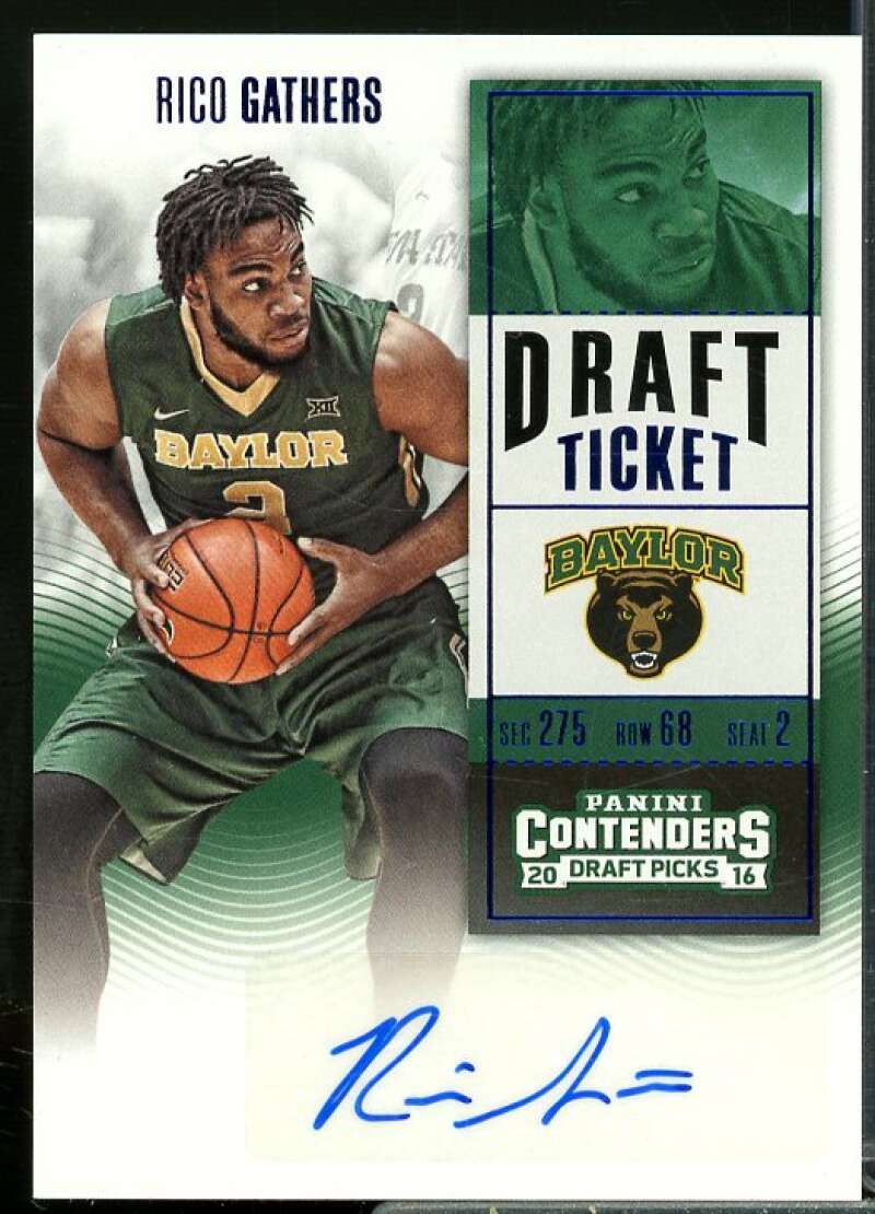 Rico Gathers AU Card 2016-17 Panini Contenders Draft Picks Draft Blue Foil #164  Image 1