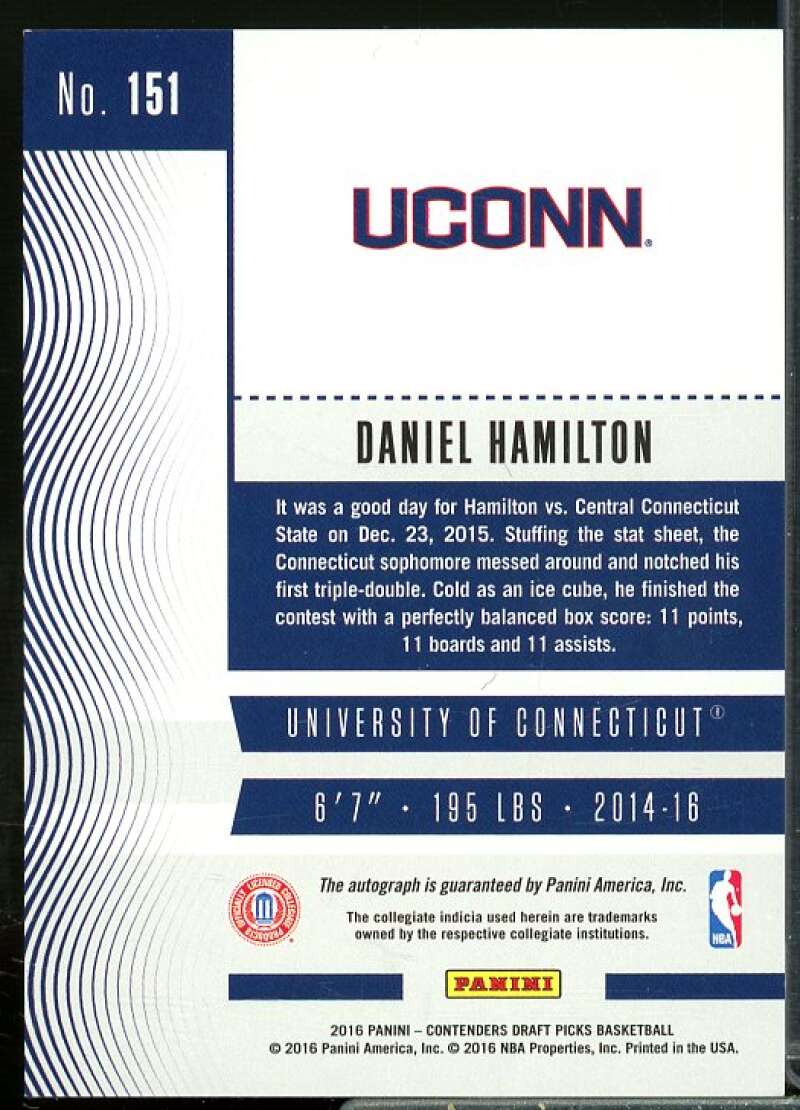 Daniel Hamilton AU Rookie Card 2016-17 Panini Contenders Draft Picks #151  Image 2