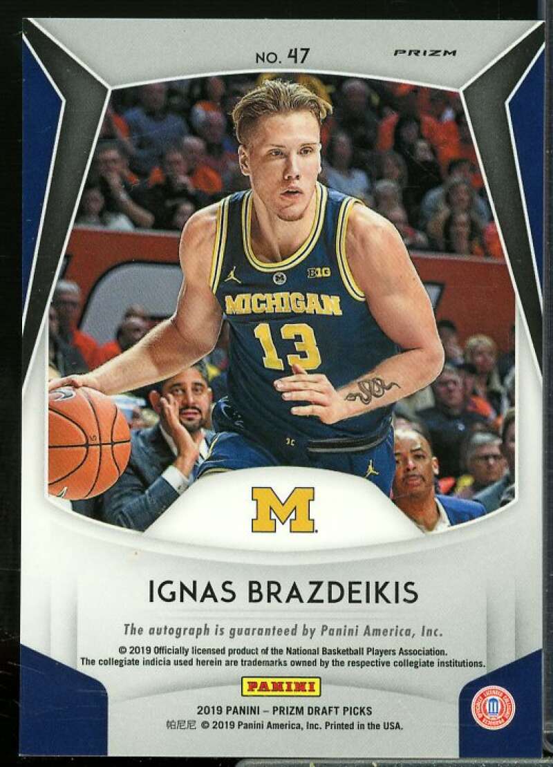 Ignas Brazdeikis Rookie 2019-20 Panini Prizm Draft Picks Autographs Prizms #47  Image 2