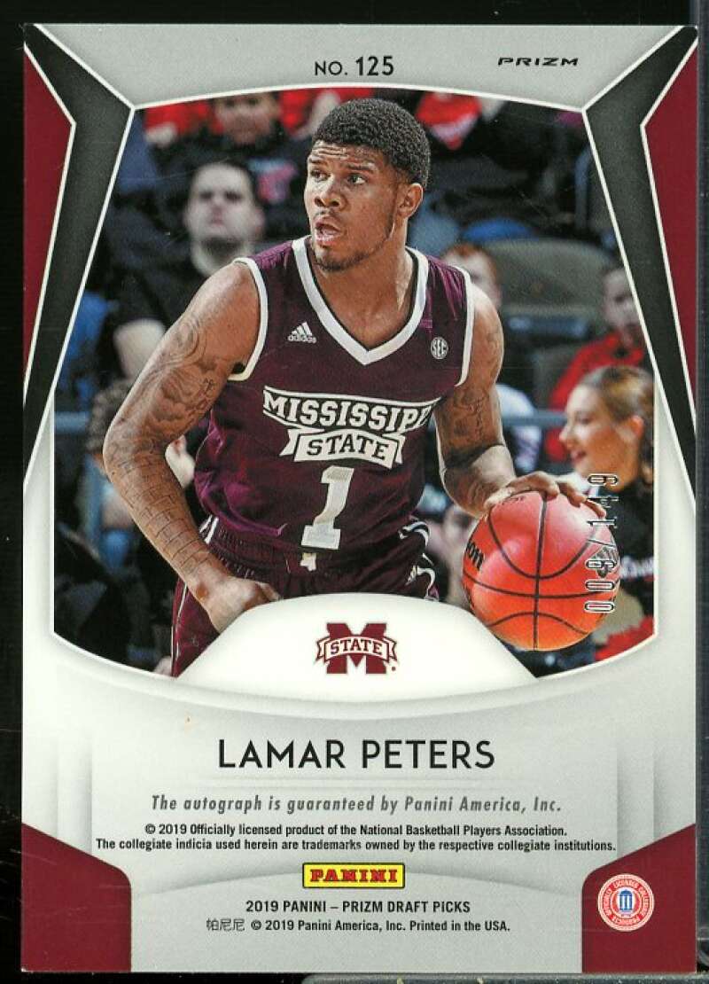 Lamar Peters/149 2019-20 Panini Prizm Draft Autographs Prizms Neon Orange #125  Image 2