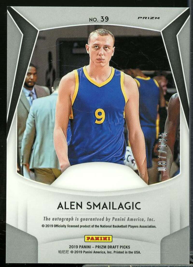 Alen Smailagic/125 2019-20 Panini Prizm Draft Autographs Prizms Neon Orange #39  Image 2