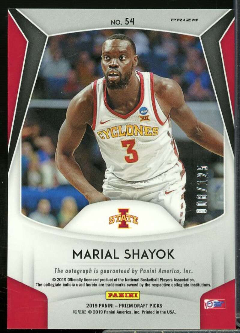 Marial Shayok/125 2019-20 Panini Prizm Draft Autographs Prizms Neon Orange #54  Image 2