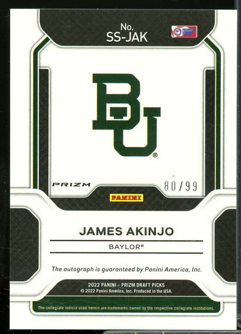 James Akinjo 2022-23 Panini Prizm Draft Sensational Signatures Purple Ice #31  Image 2