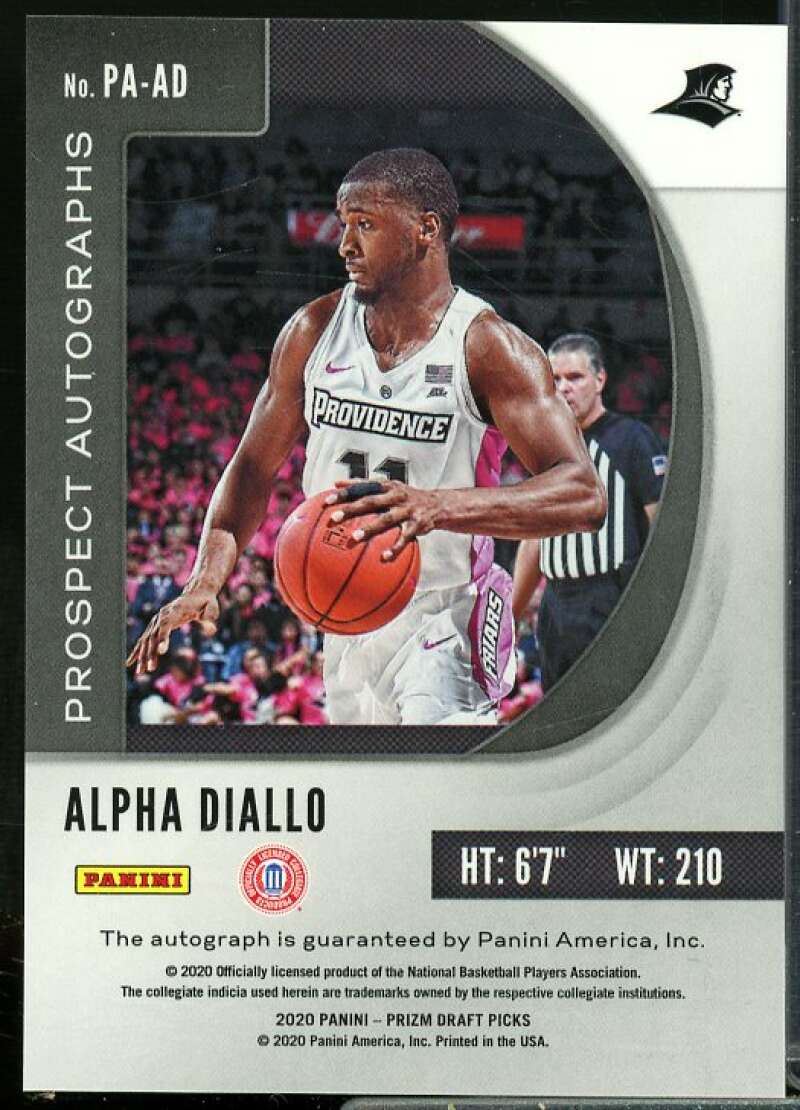 Alpha Diallo Rookie 2020-21 Panini Prizm Draft Picks Prospect Autographs #61  Image 2