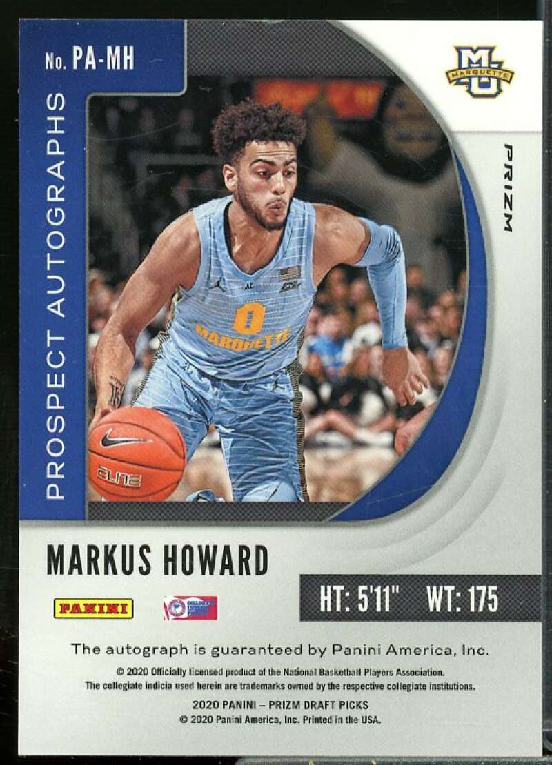 Markus Howard 2020-21 Panini Prizm Draft Picks Prospect Autographs Pink Ice #58  Image 2