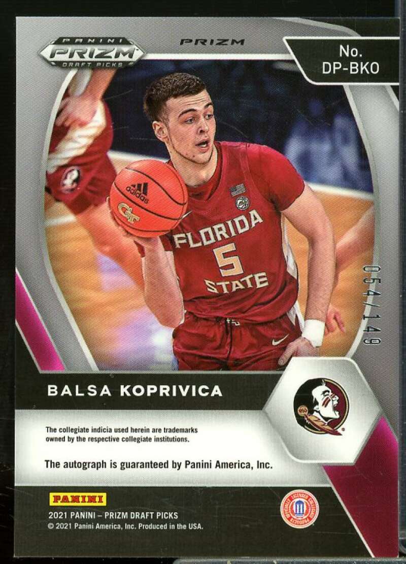 Balsa Koprivica 2021-22 Panini Prizm Draft Picks Autographs Prizms Blue #48  Image 2