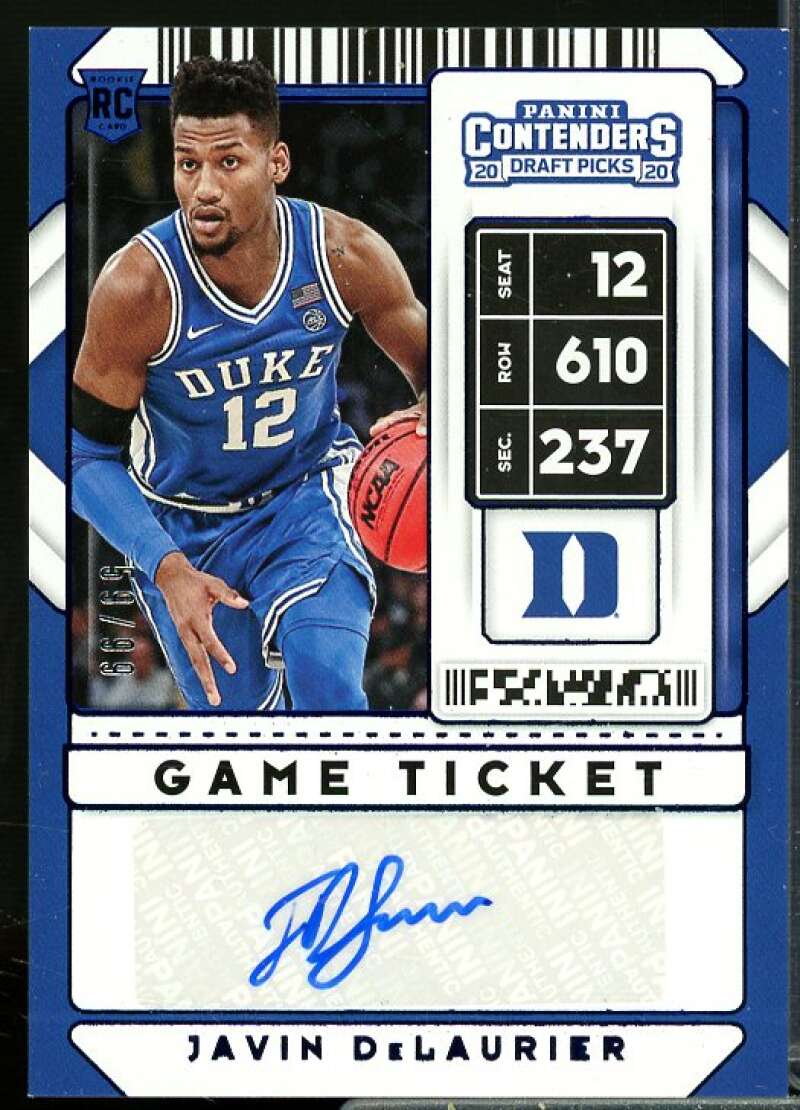 Javin DeLaurier AU 2020-21 Panini Contenders Draft Picks Game Ticket Blue #138  Image 1