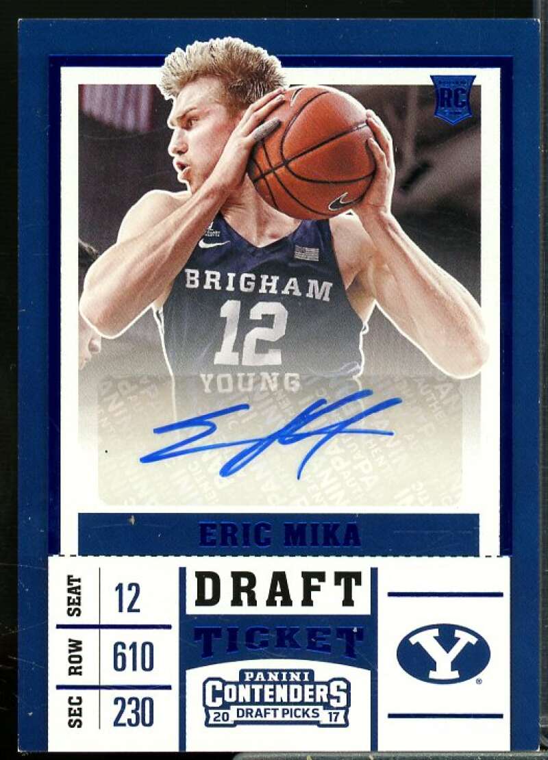 Eric Mika AU 2017-18 Panini Contenders Draft Picks Draft Ticket Blue Foil #106  Image 1