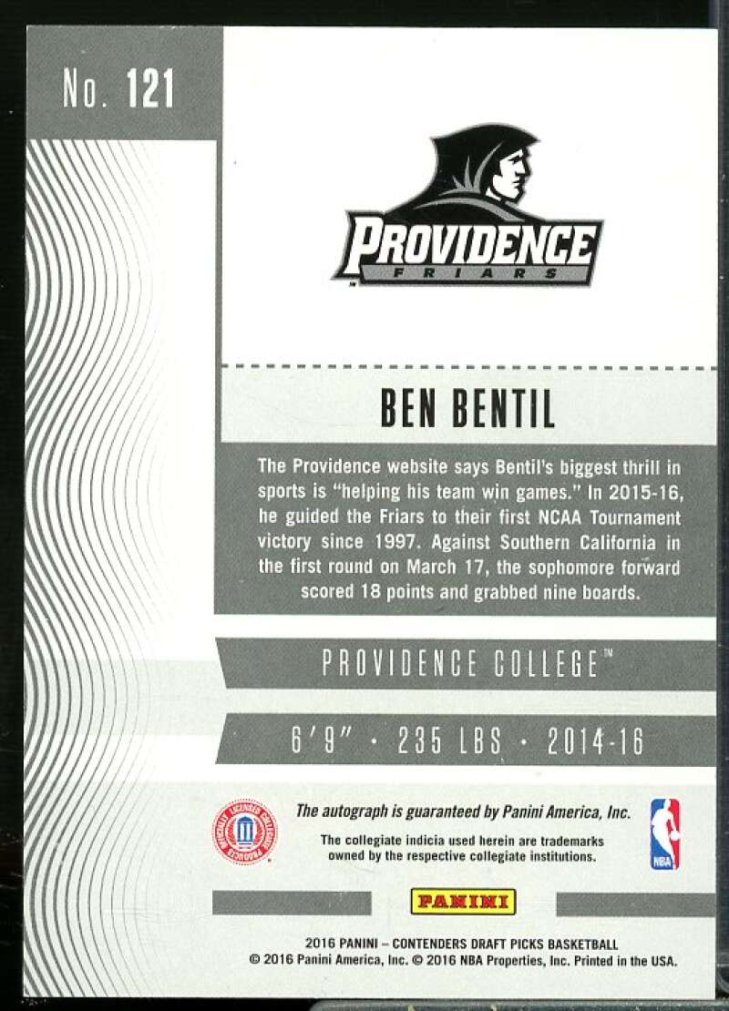 Ben Bentil AU/Dribbling Rookie Card 2016-17 Panini Contenders Draft Picks #121A  Image 2