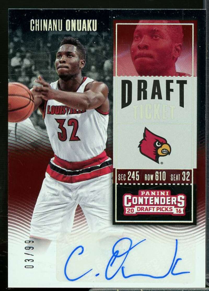 Chinanu Onuaku AU/White jersey 2016-17 Panini Contenders Draft Ticket #150B  Image 1