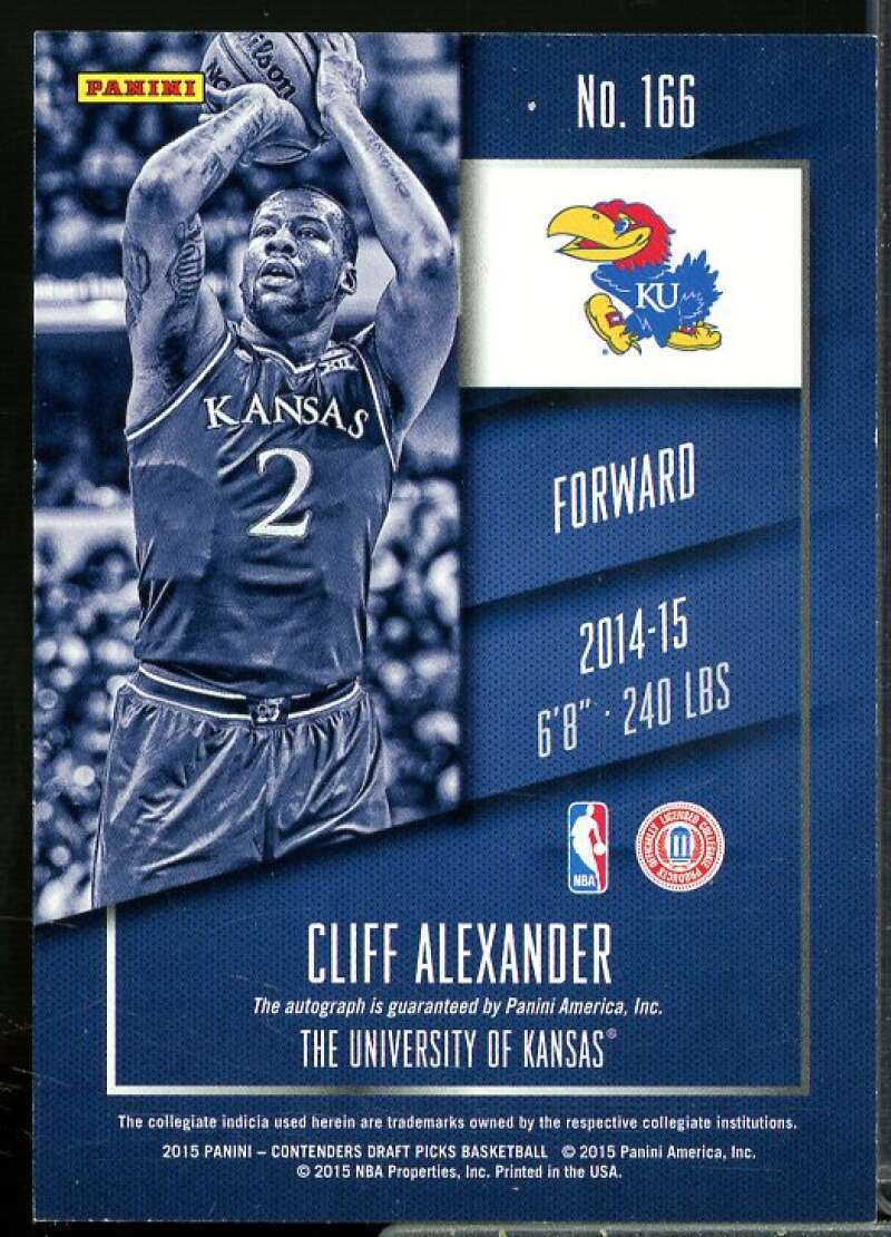 Cliff Alexander AU/Facing left 2015-16 Contenders Draft Ticket Blue Foil #111B  Image 2