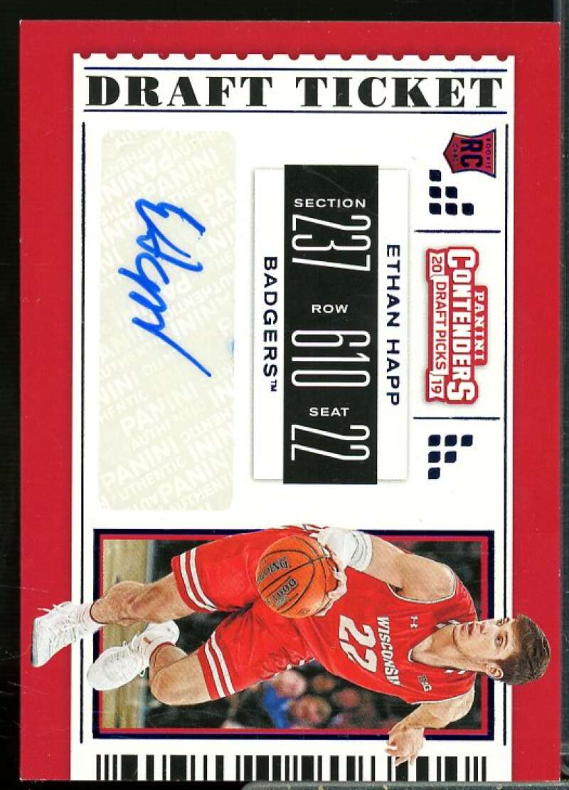 Ethan Happ AU 2019-20 Panini Contenders Draft Picks Draft Ticket Blue Foil #117  Image 1