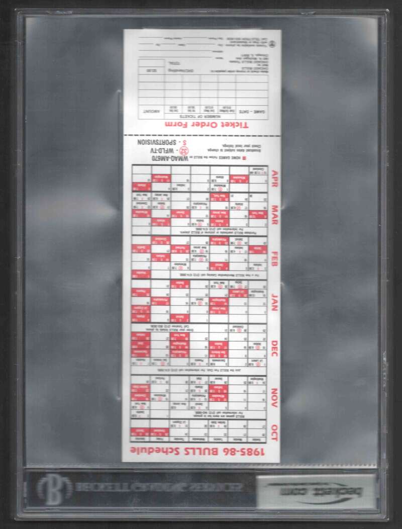 Michael Jordan 1985-86 Pre Rookie Chicago Bulls Pocket Schedule BGS Authentic Image 2