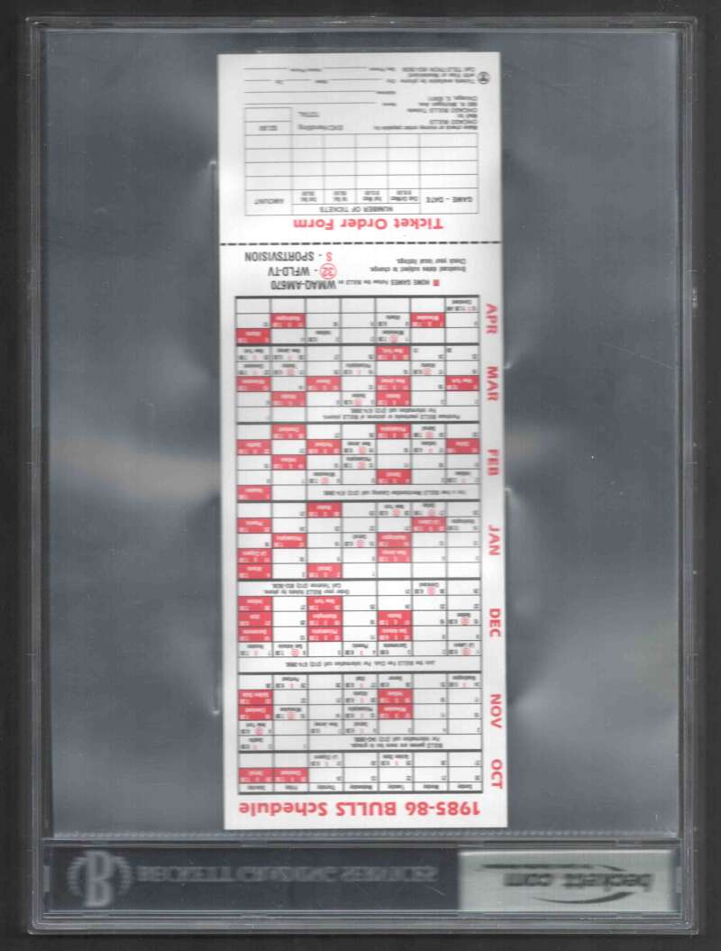 Michael Jordan 1985-86 Pre Rookie Chicago Bulls Pocket Schedule BGS Authentic Image 2