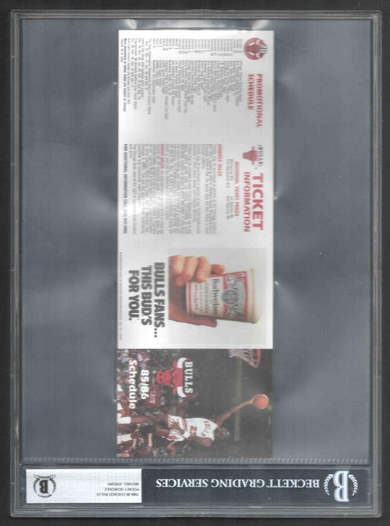 Michael Jordan 1985-86 Pre Rookie Chicago Bulls Pocket Schedule BGS Authentic Image 1