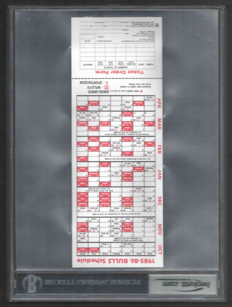 Michael Jordan 1985-86 Pre Rookie Chicago Bulls Pocket Schedule BGS Authentic Image 2