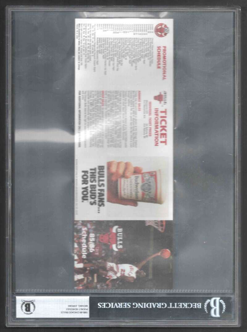 Michael Jordan 1985-86 Pre Rookie Chicago Bulls Pocket Schedule BGS Authentic Image 1