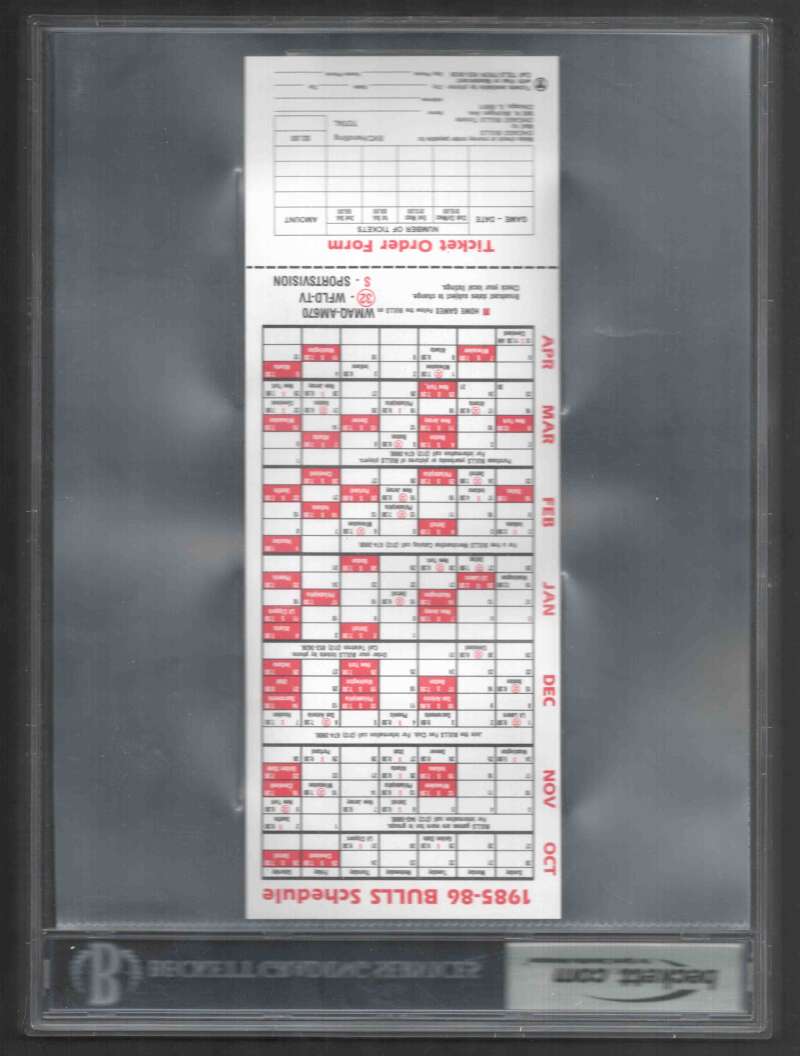 Michael Jordan 1985-86 Pre Rookie Chicago Bulls Pocket Schedule BGS Authentic Image 2