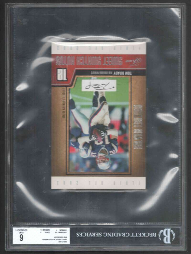 Tom Brady Card 2003 Flair Sweet Swatch Autographs #TB BGS 6 Image 1