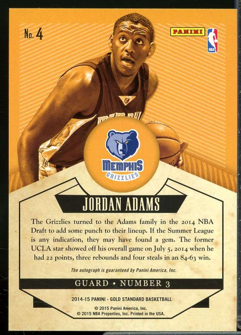 Jordan Adams/199 Rookie Card 2014-15 Panini Gold Standard Gold Scripts #4  Image 2