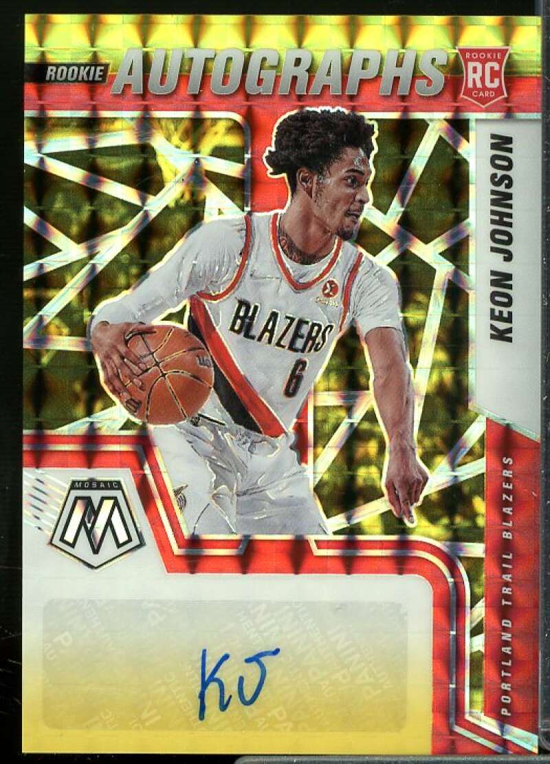 Keon Johnson 2021-22 Panini Mosaic Rookie Autograph Choice Fusion Red Yellow #3  Image 1