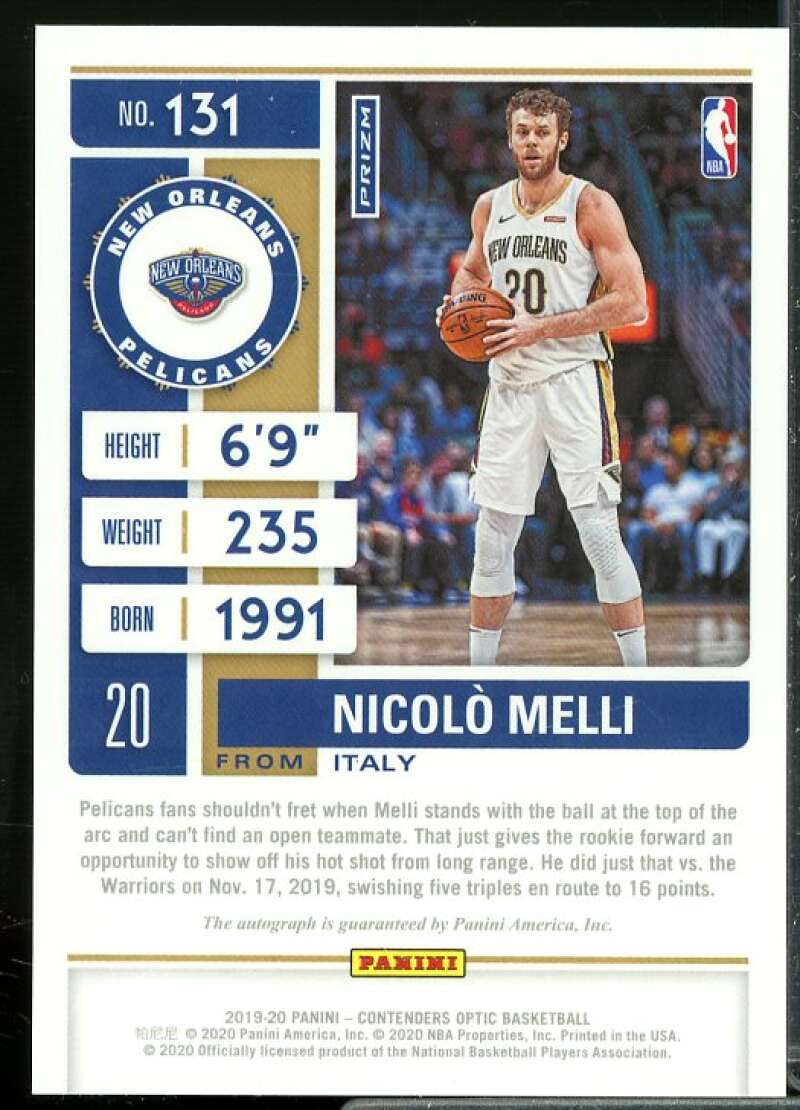 Nicolo Melli AU Rookie Card 2019-20 Panini Contenders Optic #131  Image 2