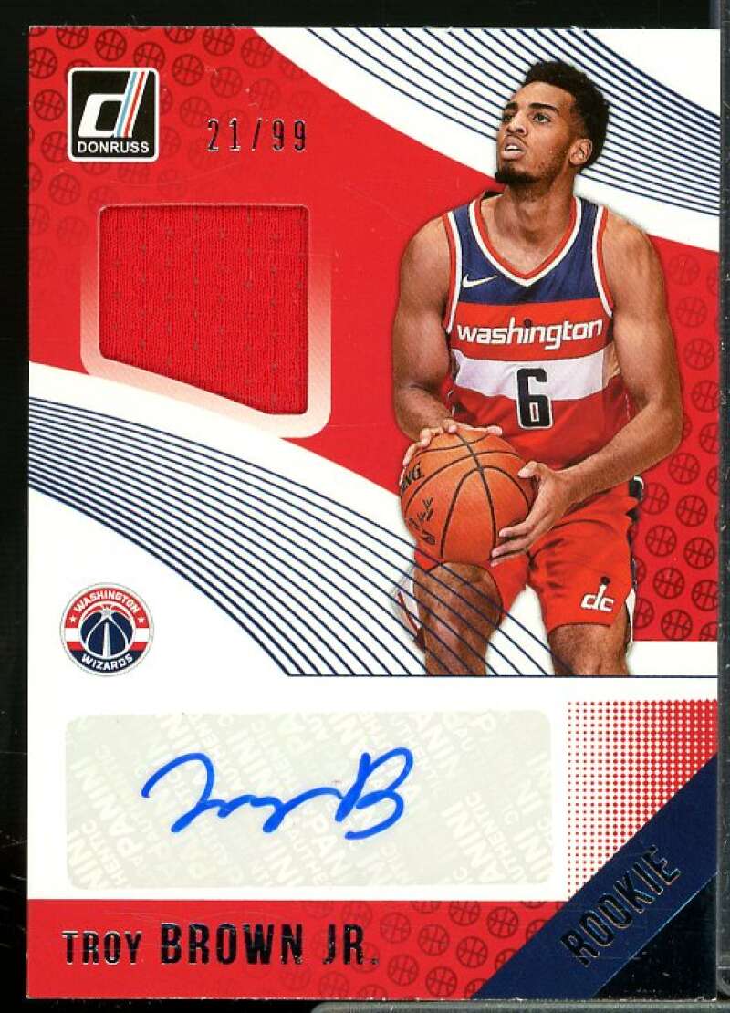 Troy Brown Jr. Rookie Card 2018-19 Donruss Rookie Materials Signatures #31  Image 1